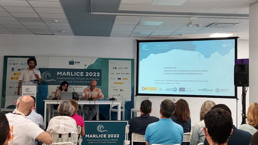 Jordi Oliva presentando el proyecto MedPellets en MARLICE 2022.